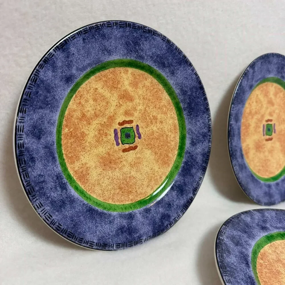 Vintage Sango Karma Pattern #4895 Dessert/Salad Plates Set of 3 MCM Geometric